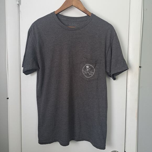 Salt Life Gray Skull Fishing Rod Pocket T-Shirt Men's Medium - Picture 2 of 4